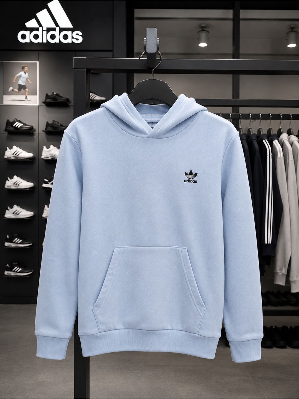 adidas Baby Blue Trefoil Hoodie with Sweatpants set